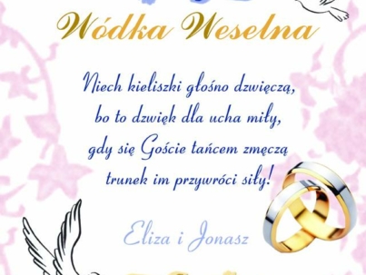naklejka ślubna, weselna na alkohol