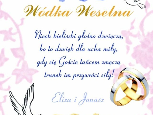 naklejka ślubna, weselna na alkohol