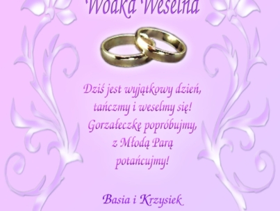 naklejka ślubna, weselna na alkohol