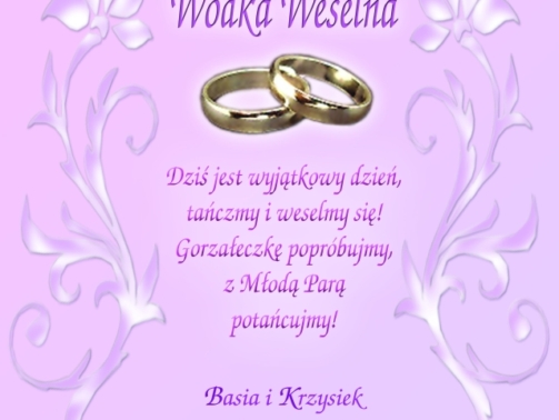 naklejka ślubna, weselna na alkohol