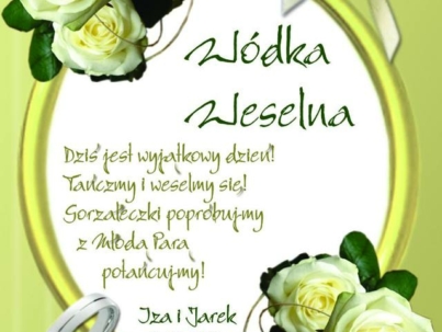 naklejka ślubna weselna na alkohol