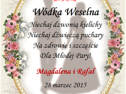 naklejka ślubna weselna na alkohol