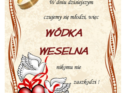 naklejka ślubna weselna na alkohol