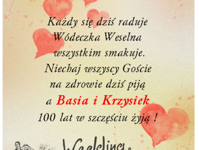 naklejka ślubna weselna na alkohol