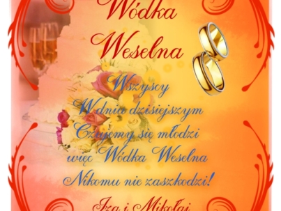 naklejka ślubna, weselna na alkohol